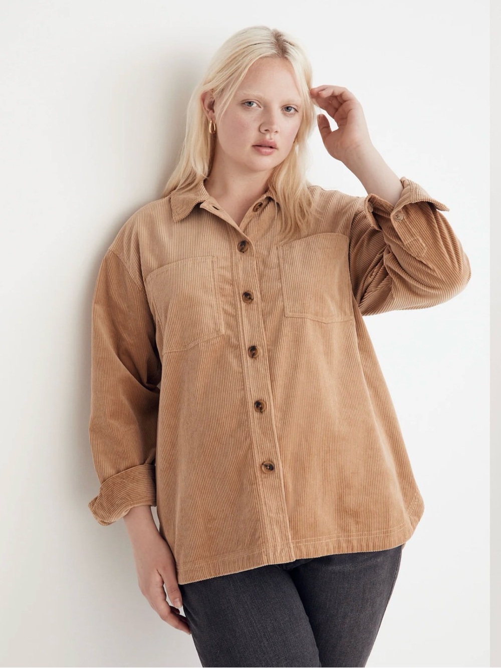 Madewell Corduroy Kentwood Shirt Jacket in Earthen Sand / Tan